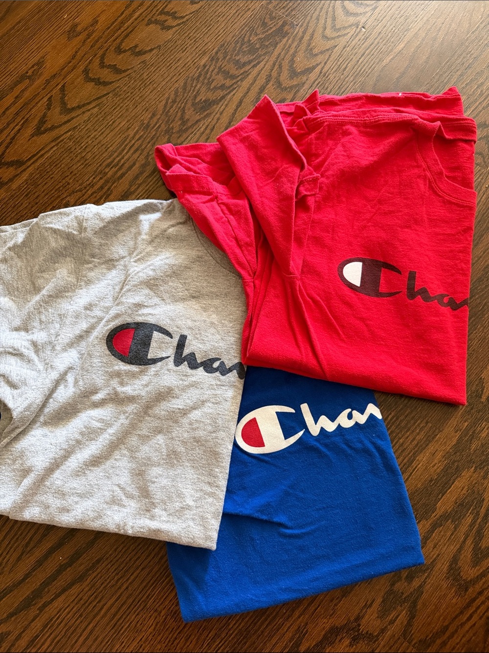 Champion Kids Short Sleeve Logo Tees - Red, Blue, Gray